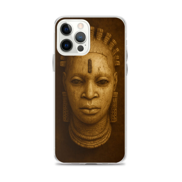clear-case-for-iphone-iphone-12-pro-max-case-on-phone-68e995752d2be.jpg Queen Idia Bronze iPhone Casing – Legacy in Your Palm